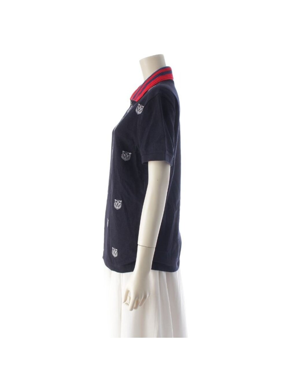 Gucci Cotton Tiger Pattern Short Sleeve Polo Shirt Navy - Picture 3 of 10